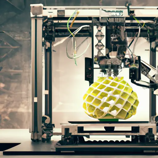 A visually striking image showcasing a futuristic 3D printer intricately crafting a complex object with precision, while contrasted with an old-fashioned assembly line, symbolizing the clash between modern 3D printing and traditional manufacturing methods