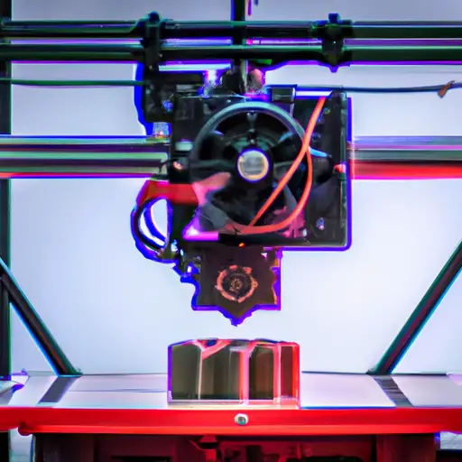 An image showcasing a 3D printer in action, precisely crafting intricate gears and cogs