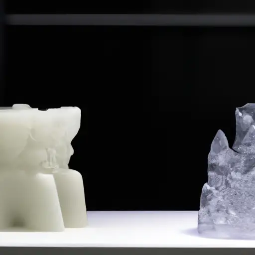 An image showcasing the contrast between Stereolithography (SLA) and Fused Deposition Modeling (FDM) 3D printing techniques